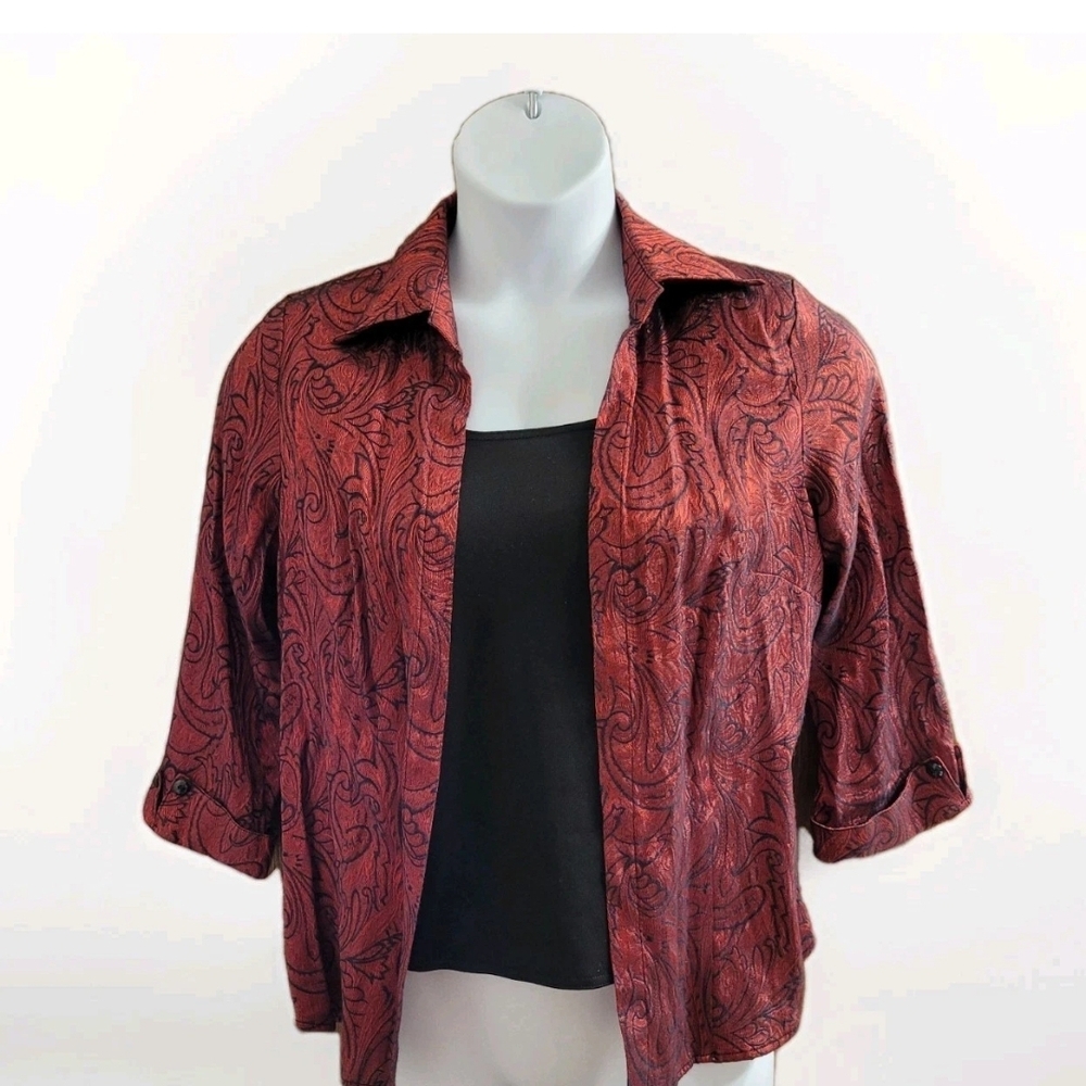 Vtg Dressbarn Built-in Tank Top‎ Sz L Shoulder Pads Paisley Retro 90s Y2k Vibe